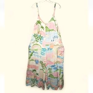 Label Of Love Baggy Wide Leg Avalon Jumpsuit XL Tropical Beach Resort Cruise Nwt